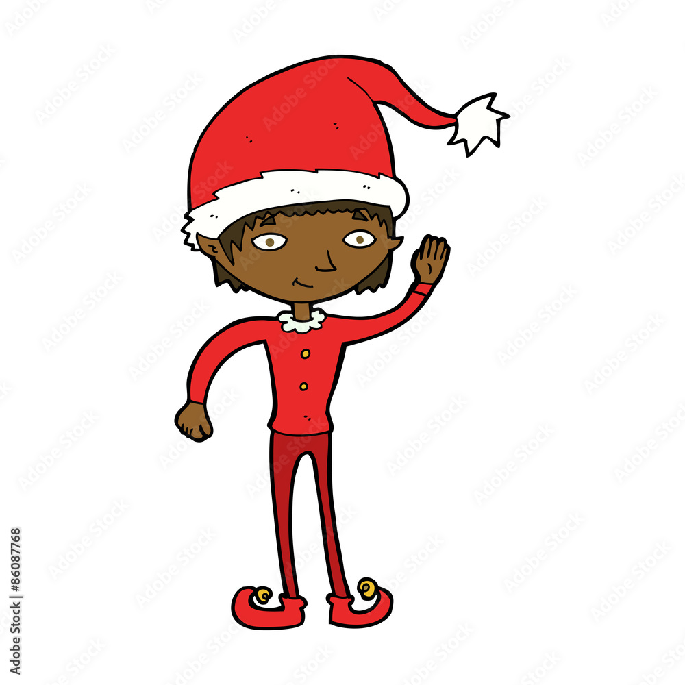 cartoon waving christmas elf cartoon waving christmas elf