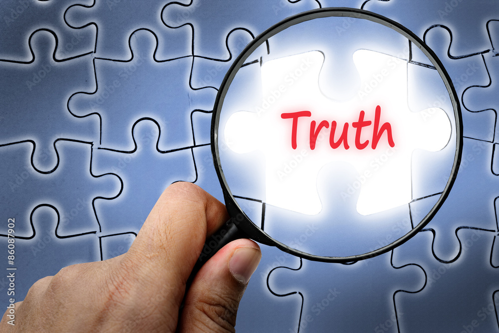 The truth uncovered word. Magnifier and puzzles. The truth uncovered word. Magnifier and puzzles.