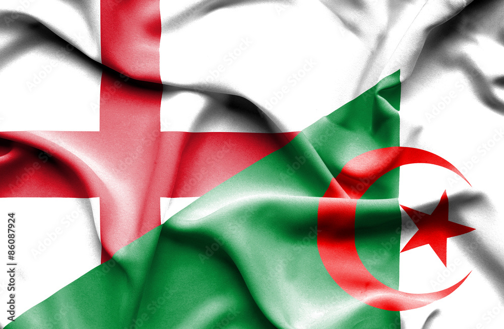 Waving flag of Algeria and England Waving flag of Algeria and England
