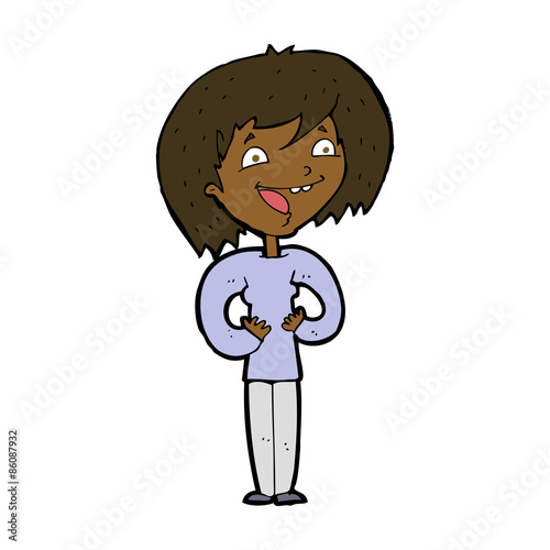 cartoon excited woman