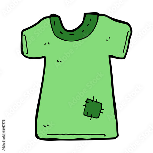 cartoon patched old tee shirt
