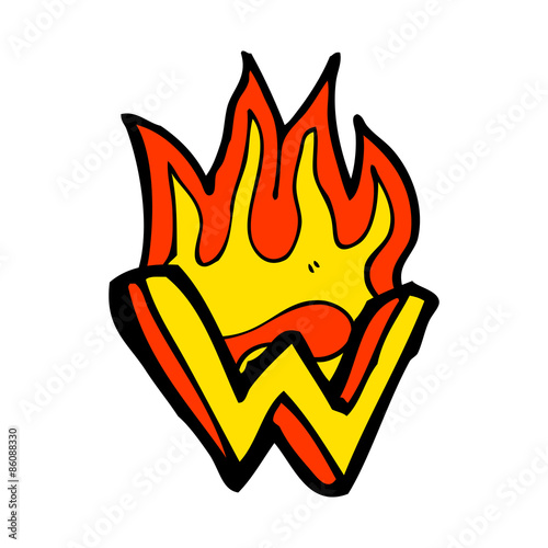 cartoon flaming letter