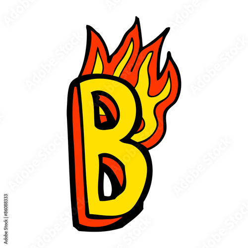 cartoon flaming letter