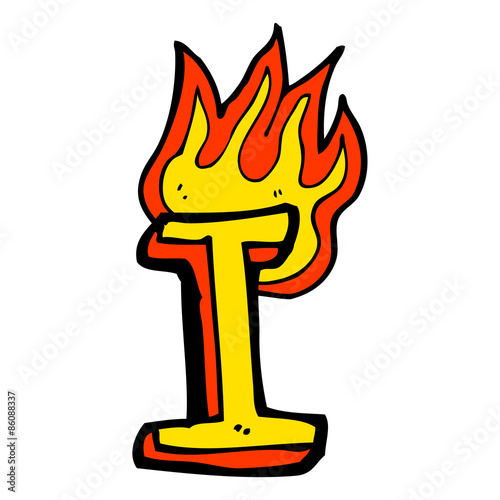 cartoon flaming letter