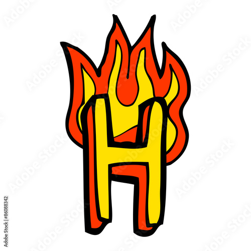cartoon flaming letter