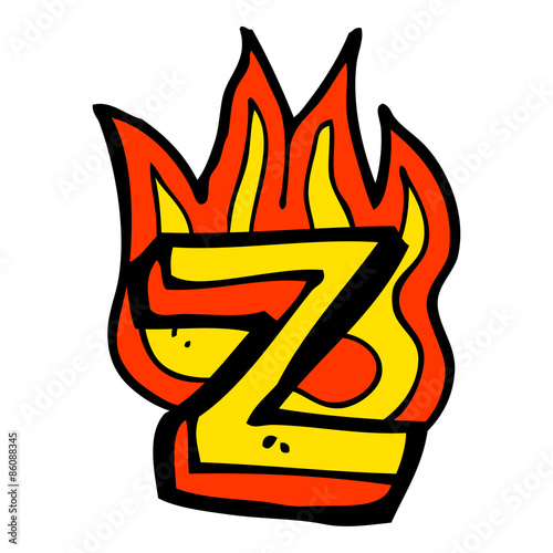 cartoon flaming letter
