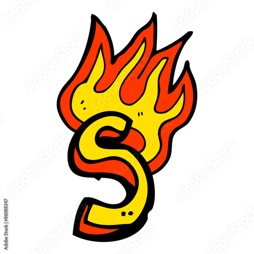 cartoon flaming letter