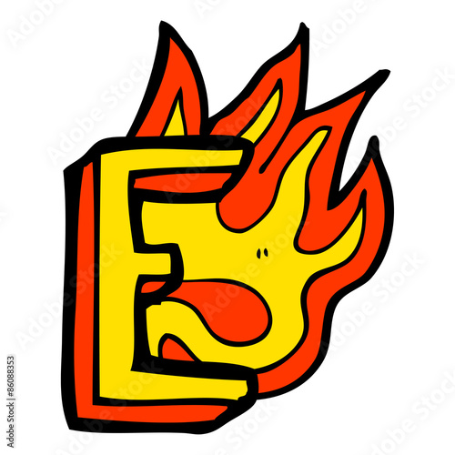 cartoon flaming letter