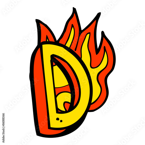 cartoon flaming letter