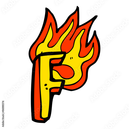 cartoon flaming letter