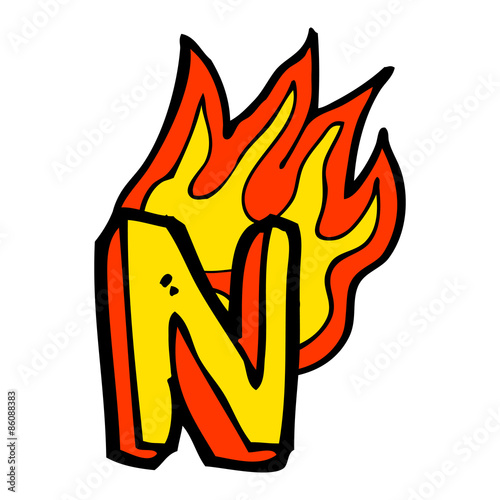 cartoon flaming letter