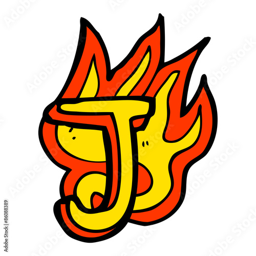 cartoon flaming letter