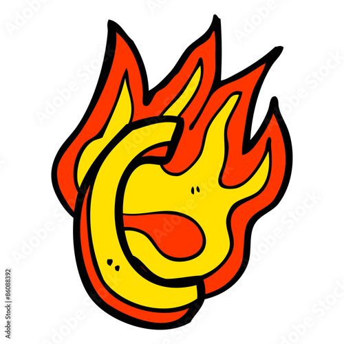 cartoon flaming letter
