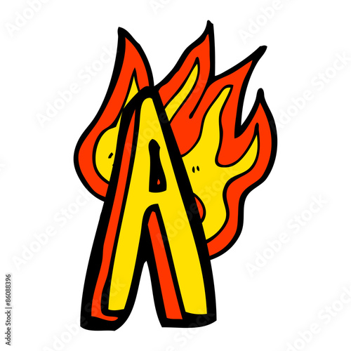 cartoon flaming letter