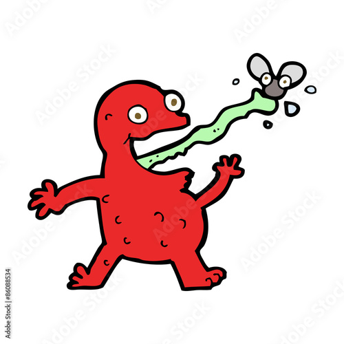 cartoon frog catching fly