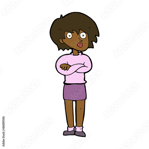 cartoon woman wit crossed arms