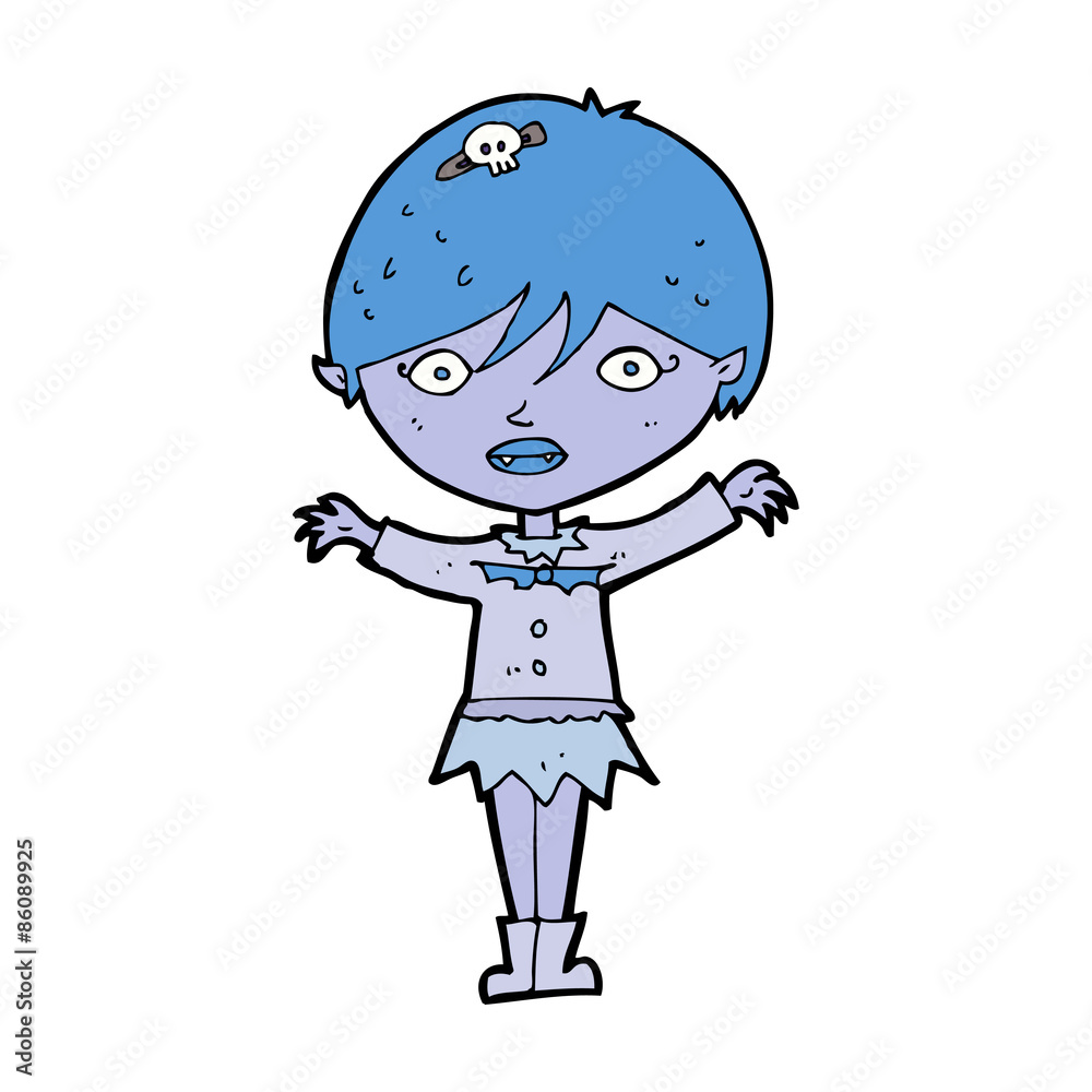 cartoon waving vampire girl cartoon waving vampire girl