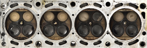 Engine camshaft cap close up