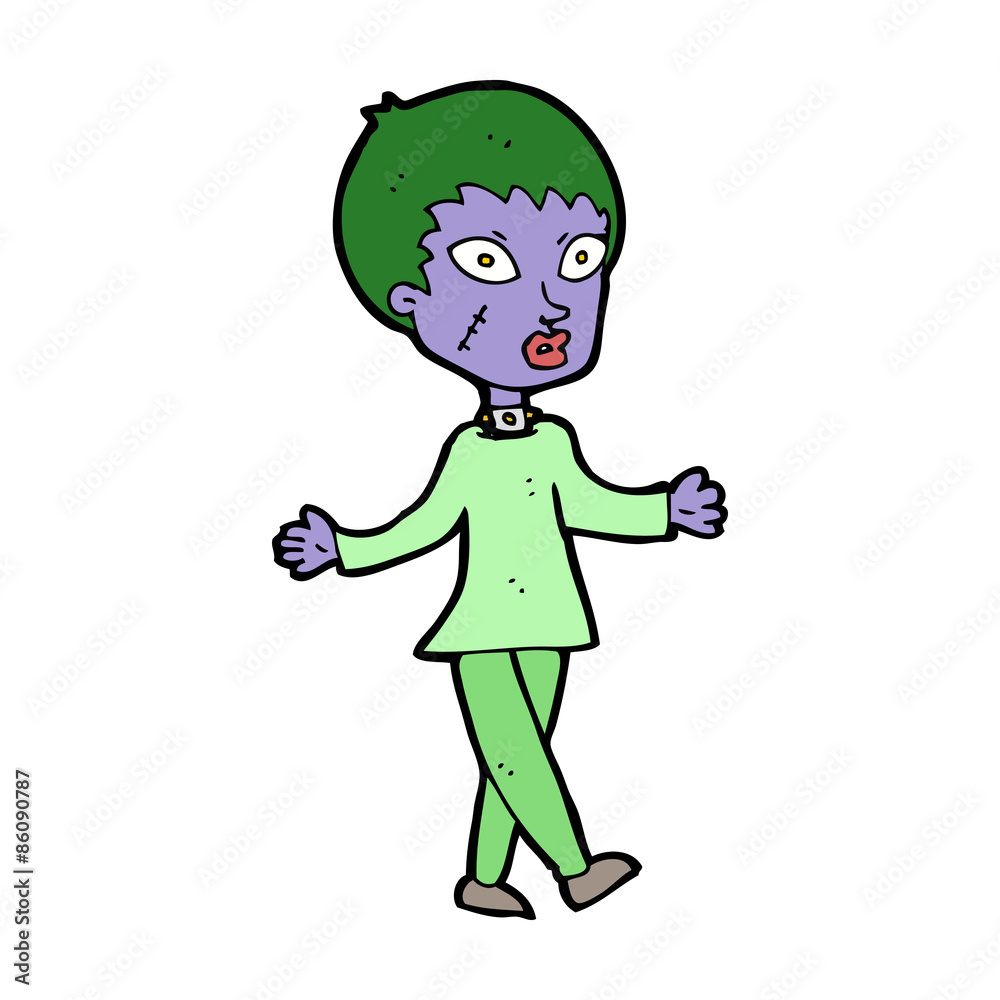 cartoon halloween zombie woman