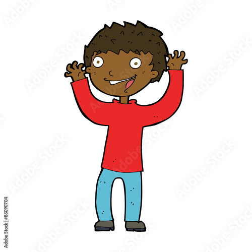 cartoon excited boy