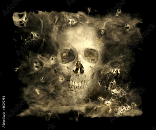 Obraz na plátne Skull With Smoke Demons