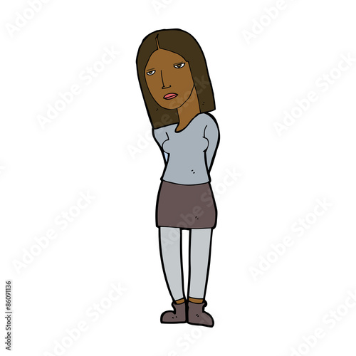 cartoon woman waiting