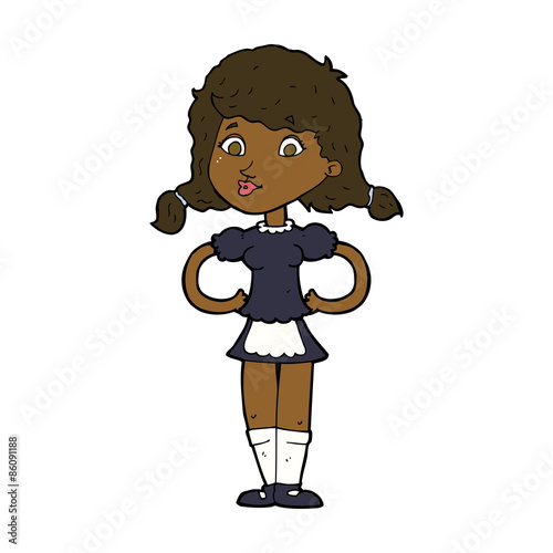 cartoon happy waitress woman