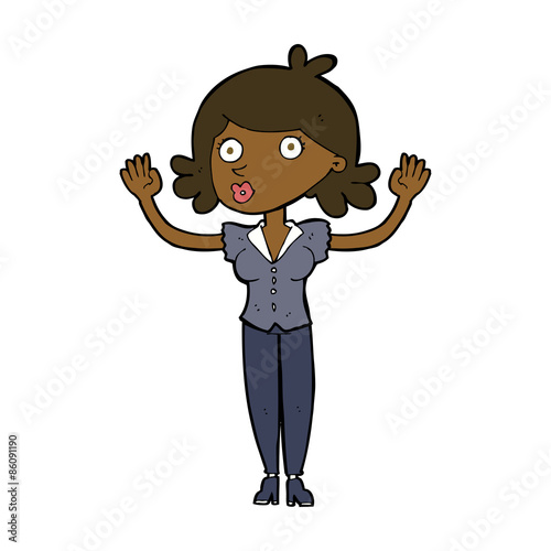 cartoon woman surrendering