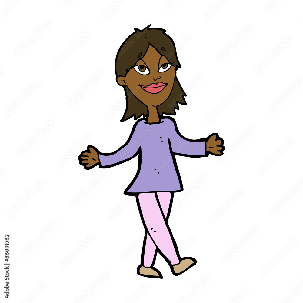 cartoon woman with no worries