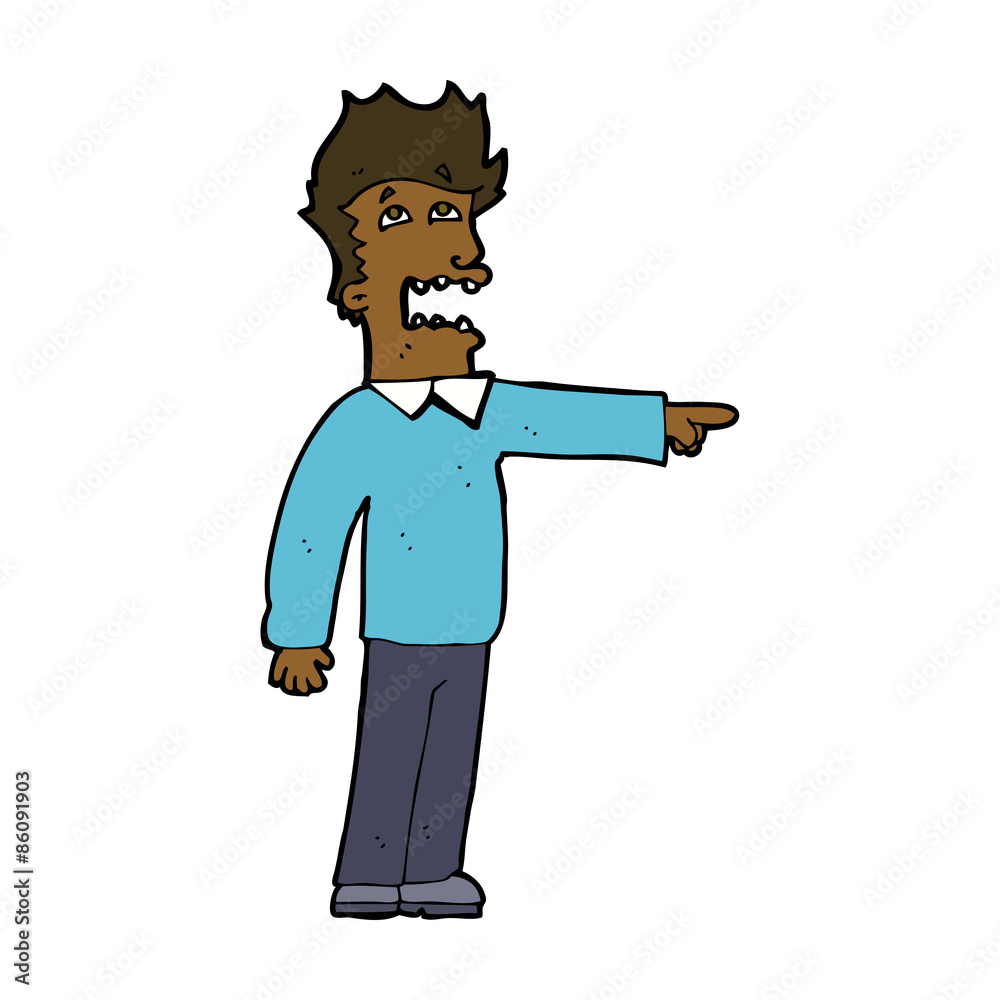 cartoon man accusing cartoon man accusing
