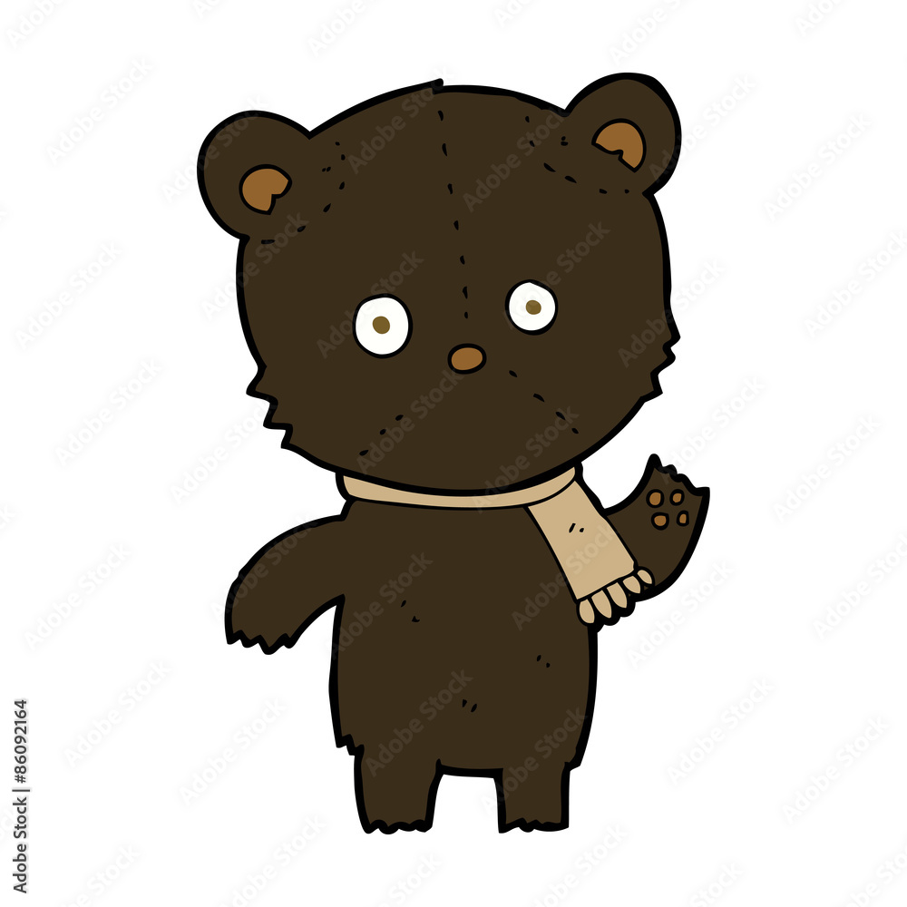 cartoon waving black bear cartoon waving black bear