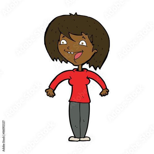 cartoon excited woman