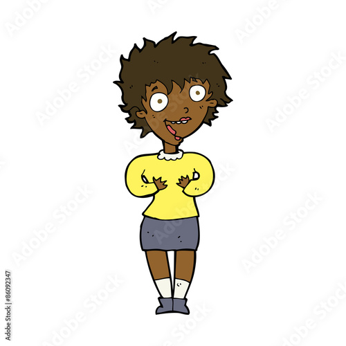 cartoon excited woman