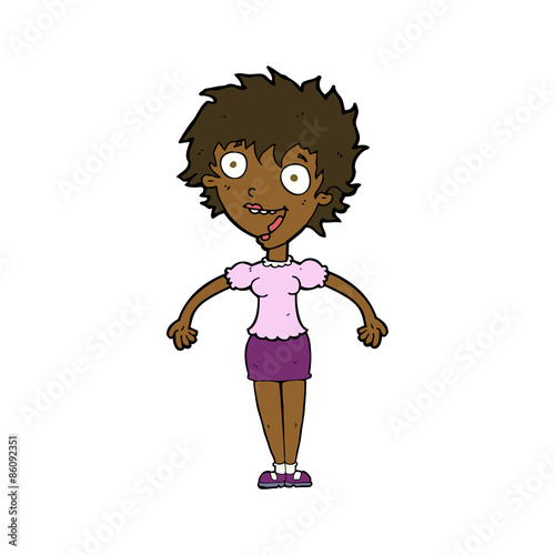 cartoon excited woman