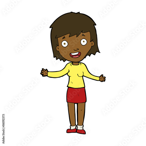 cartoon excited woman