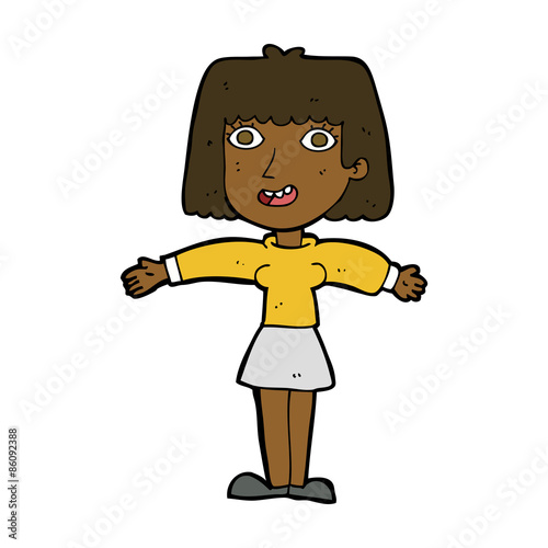 cartoon excited woman