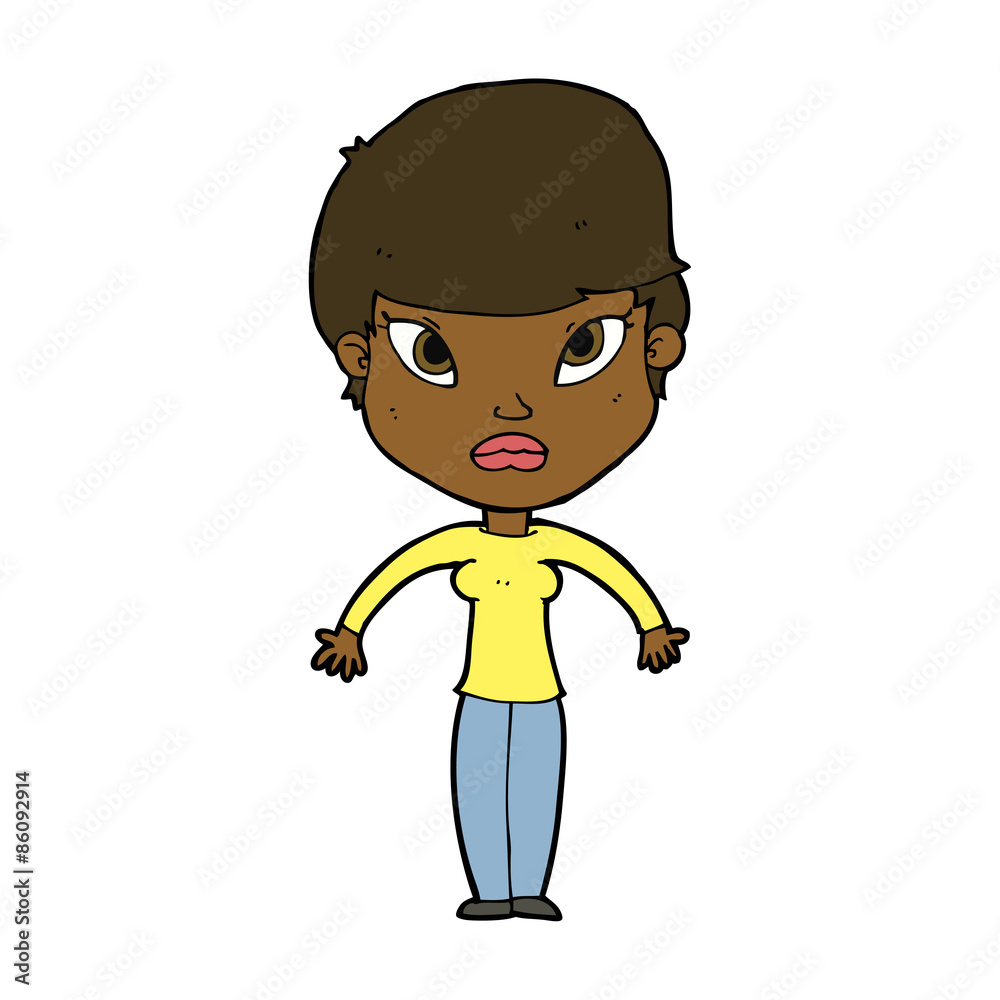 cartoon woman shrugging shoulders cartoon woman shrugging shoulders