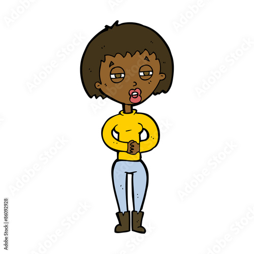 cartoon tired woman