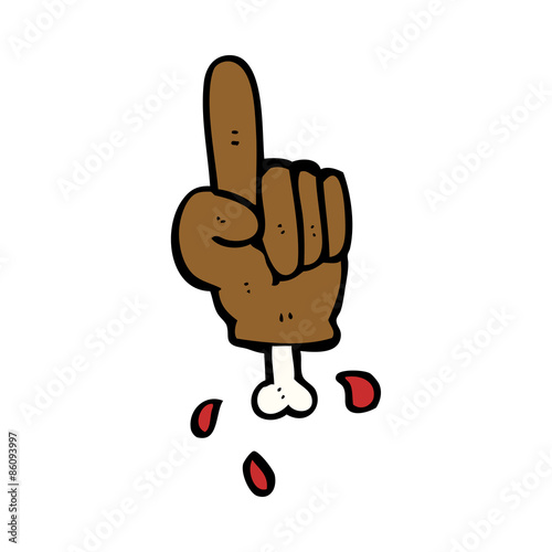 cartoon pointing severed hand
