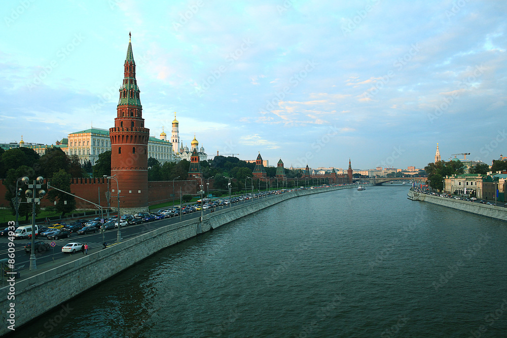 urban view Moscow street cathedrals