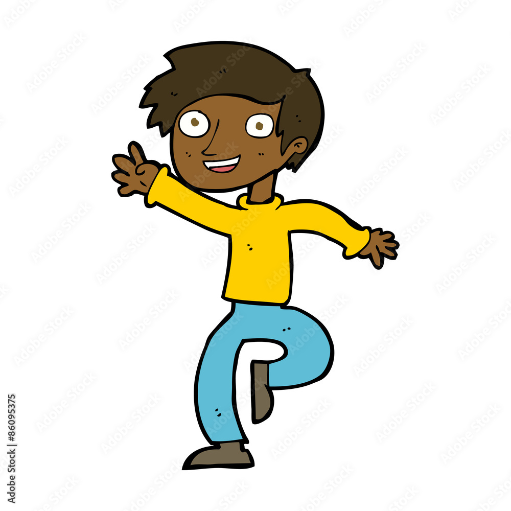 cartoon excited boy dancing cartoon excited boy dancing