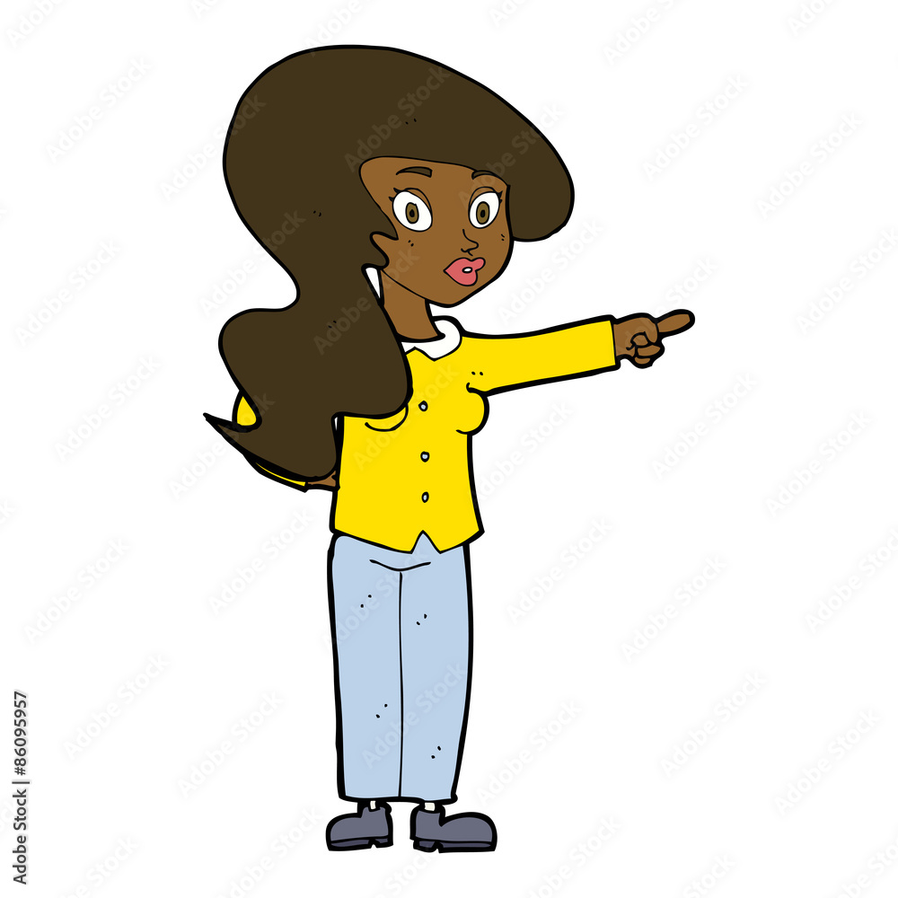 cartoon pretty woman pointing cartoon pretty woman pointing