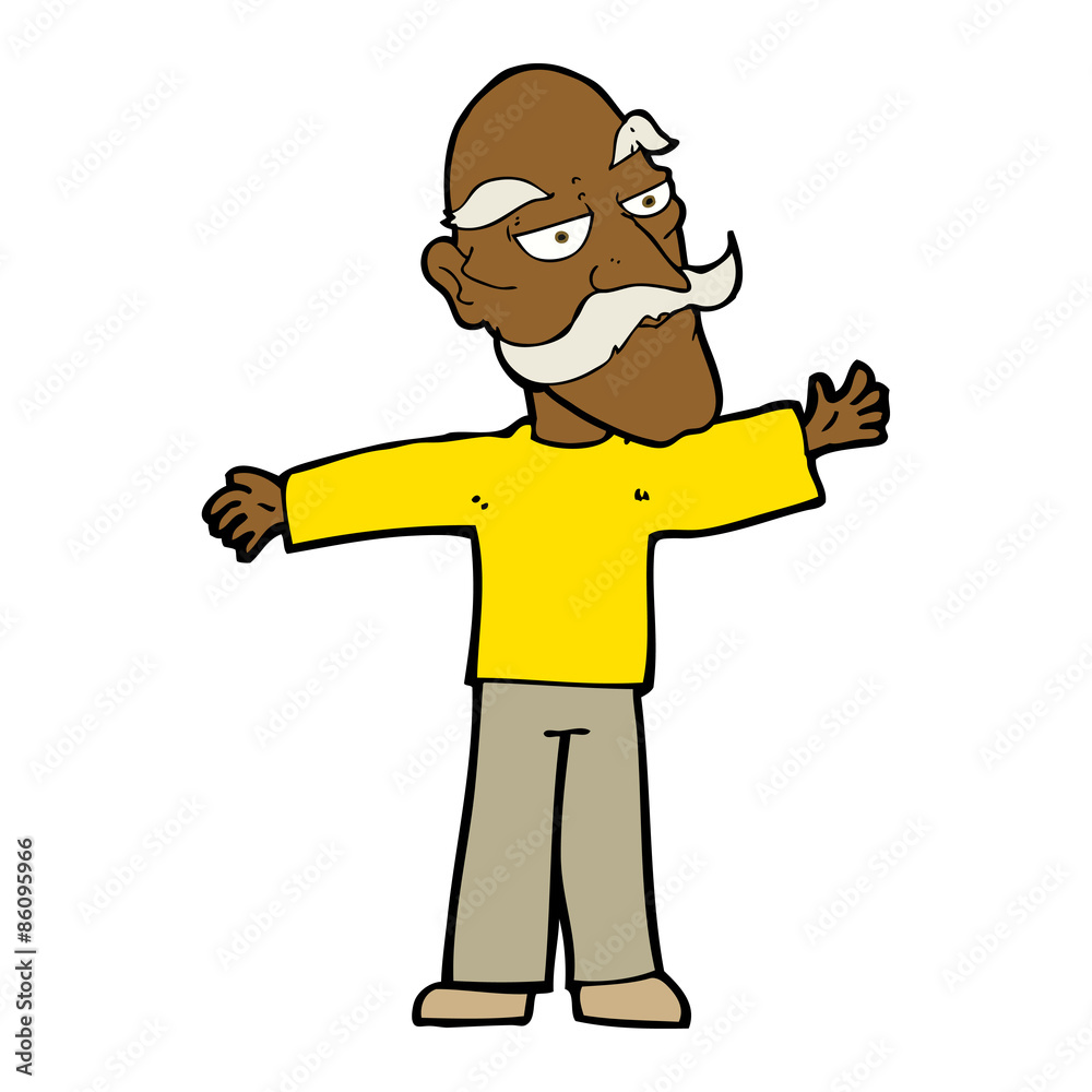 cartoon old man spreading arms wide cartoon old man spreading arms wide