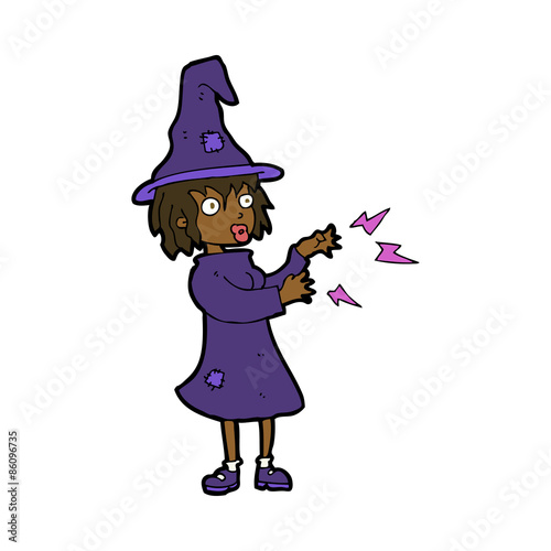 cartoon witch casting spell
