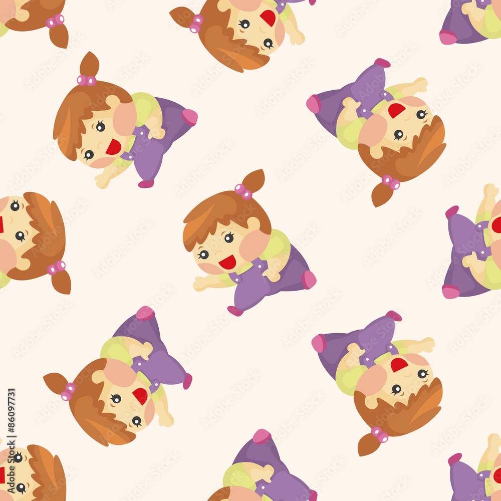 Fototapeta premium family girl character ,seamless pattern
