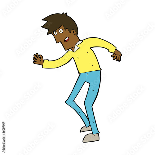 cartoon happy man dancing