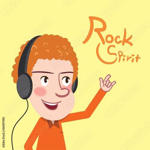 Drawing flat character design rock spirt concept,vector illustration