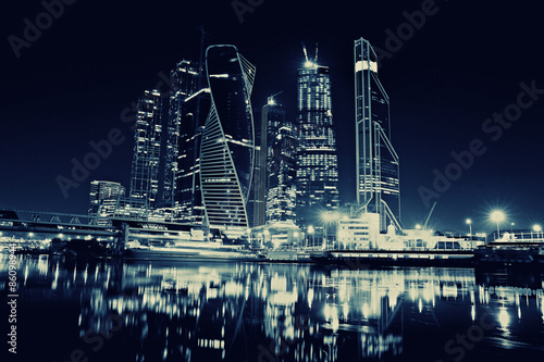 Canvas Print city skyline city lights moscow city landscape