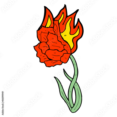 cartoon flaming flower