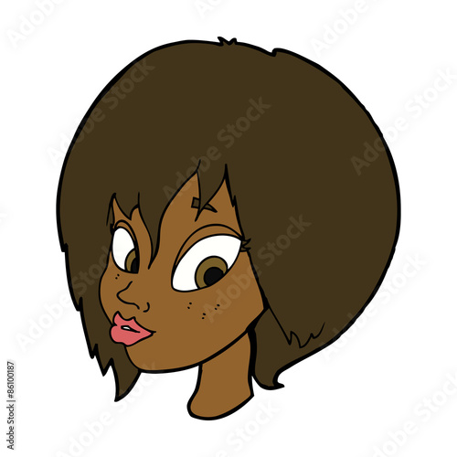 cartoon pretty female face pouting